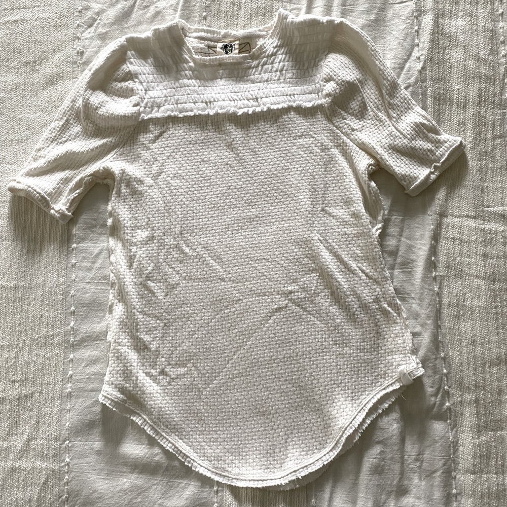 Free People We the Free S white knit short sleeve top